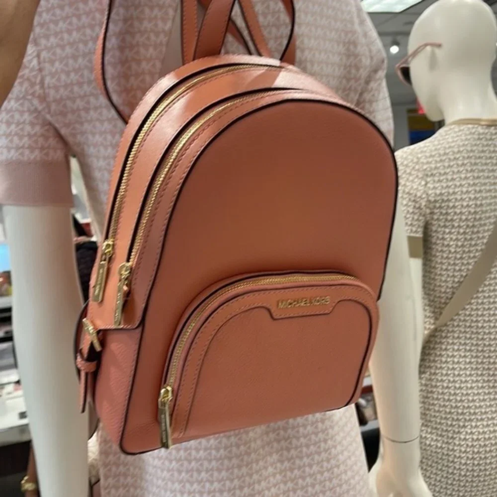 Michael Kors Jaycee Medium Zip PKT Backpack Sherbert Leather